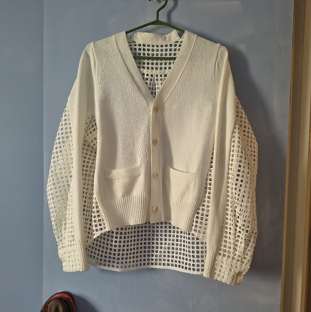 Sacai White Embroidered Cardigan XL - Picture 8 of 14